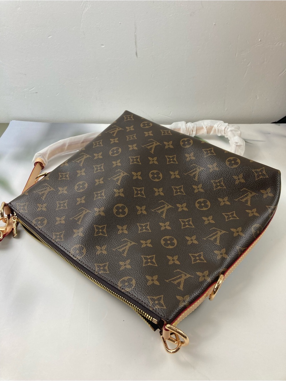 Monogram Canvas Shoulder Bag in Brown and Tan